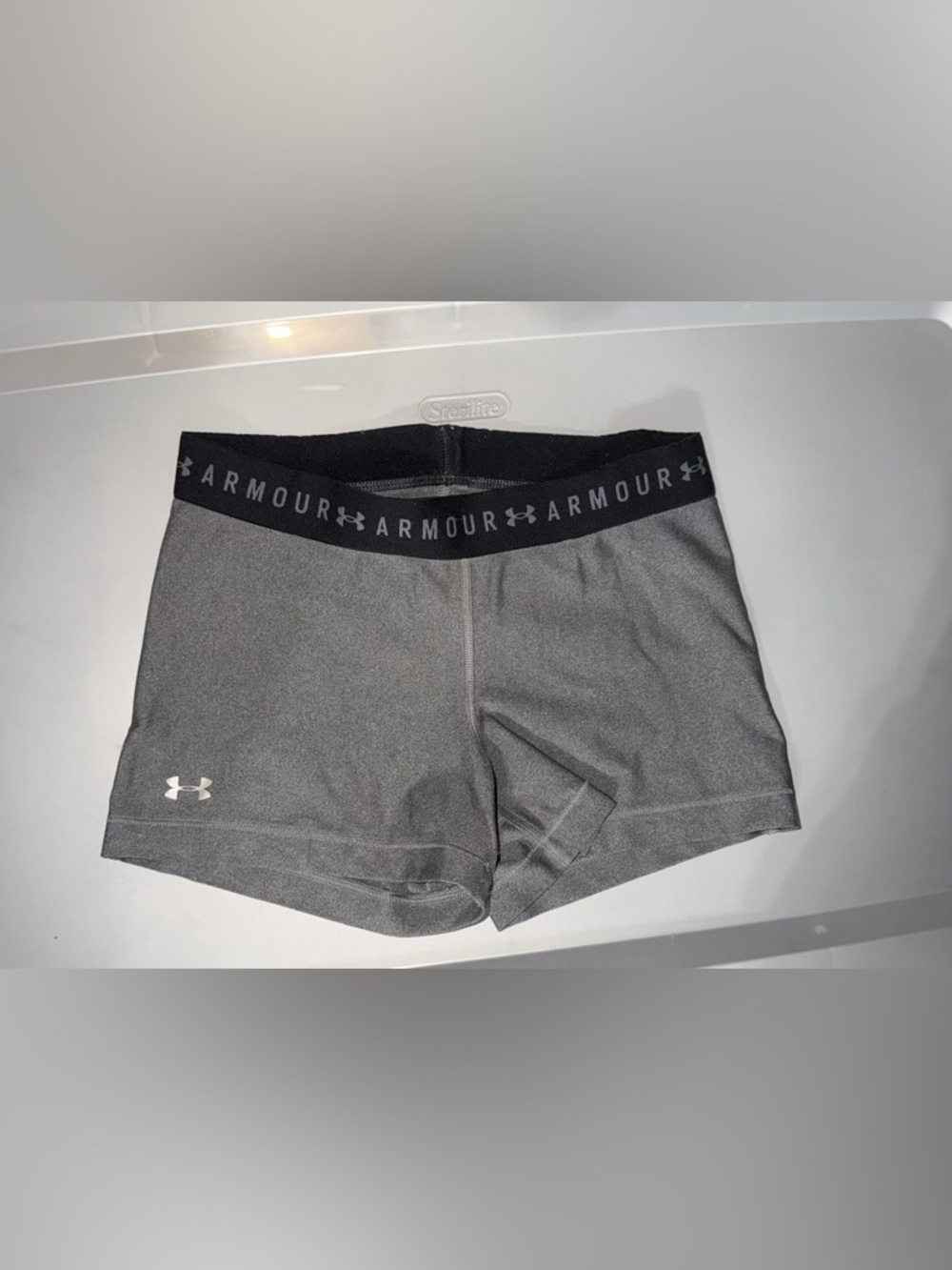 Under Armour Gray Women’s Athletic Compression Shorts with Branded Waistband